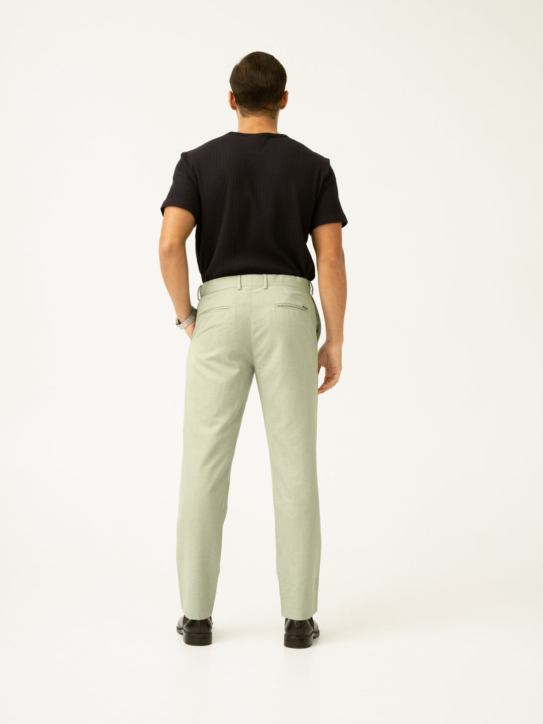 Sorrel Green Melange Stretch Formal Pants