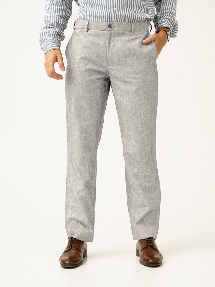 Caligo Grey Melange Stretch Formal Pants