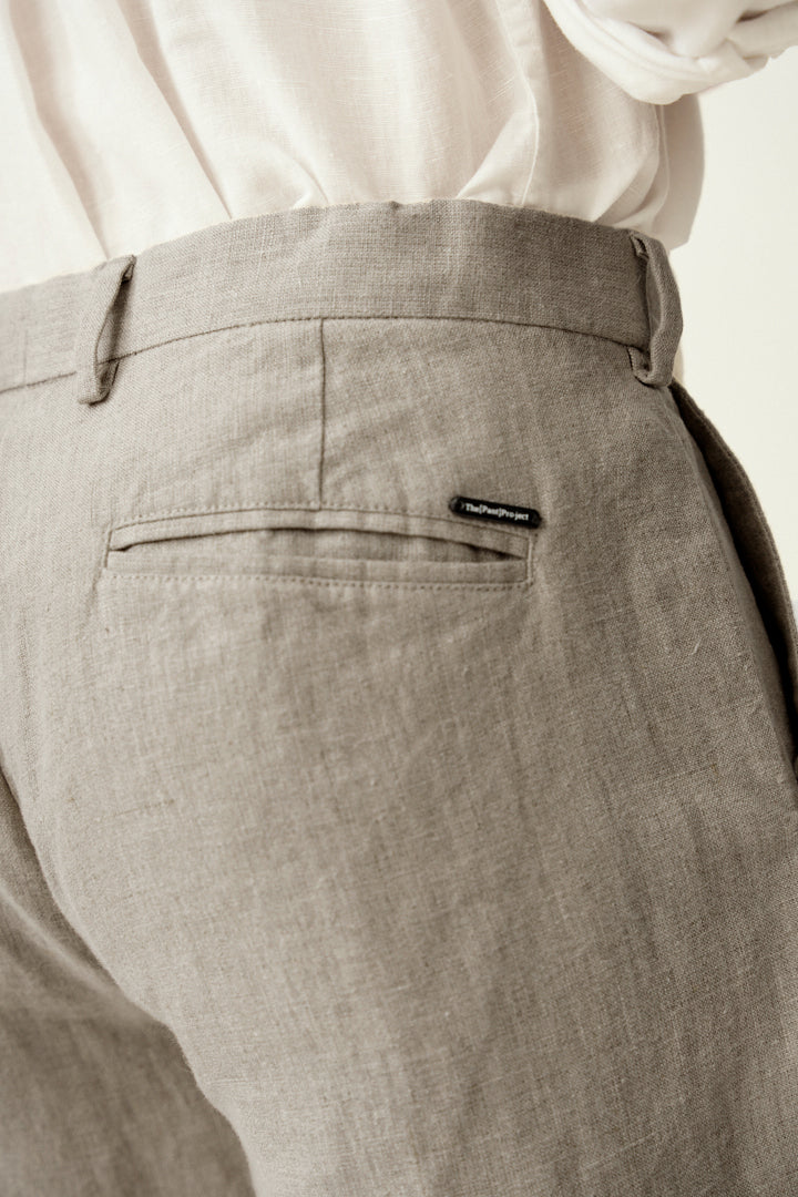 Oatmeal 100% Linen Pants