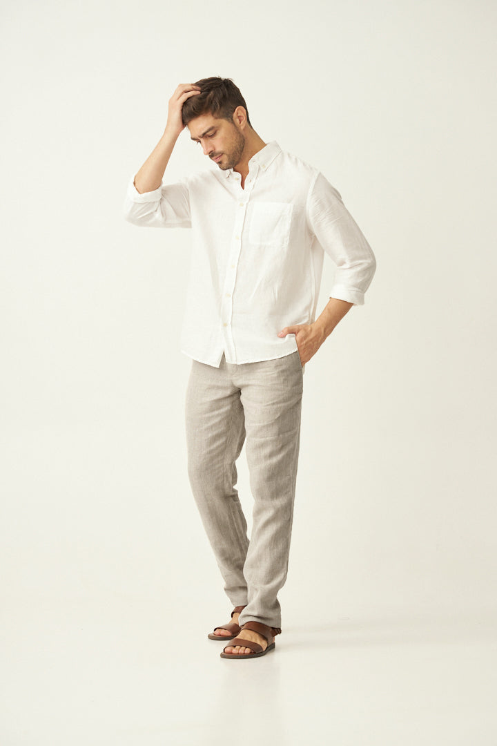 Nurell Beige 100% Linen Pants