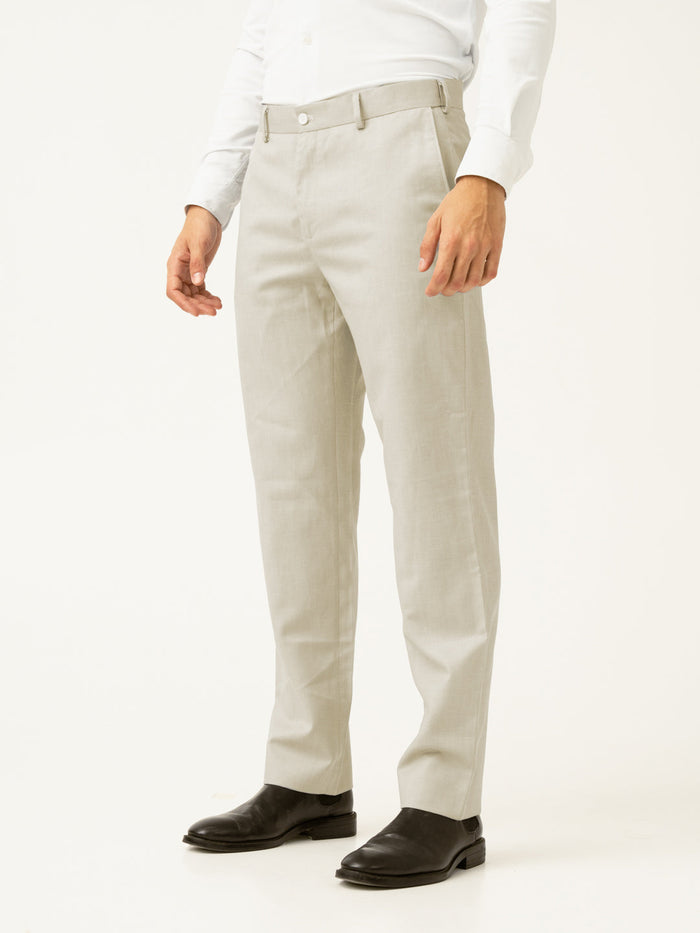 Elara Cream Melange Stretch Formal Pants