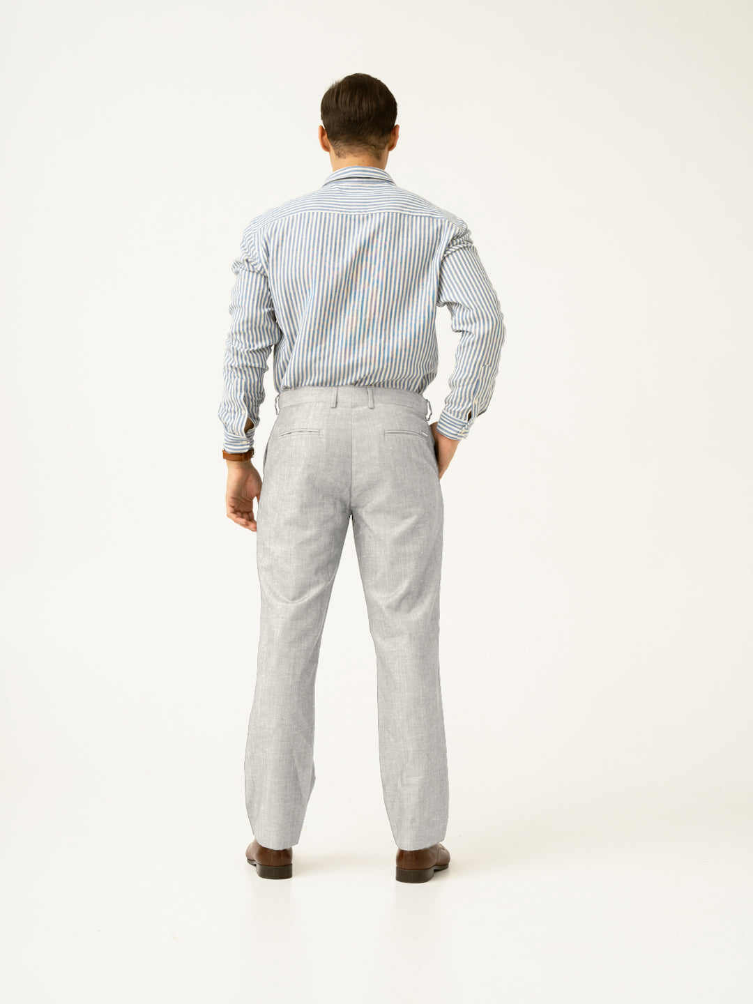 Caligo Grey Melange Stretch Formal Pants