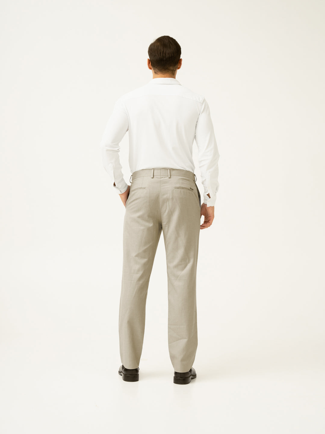 Flanor Beige Melange Stretch Formal Pants