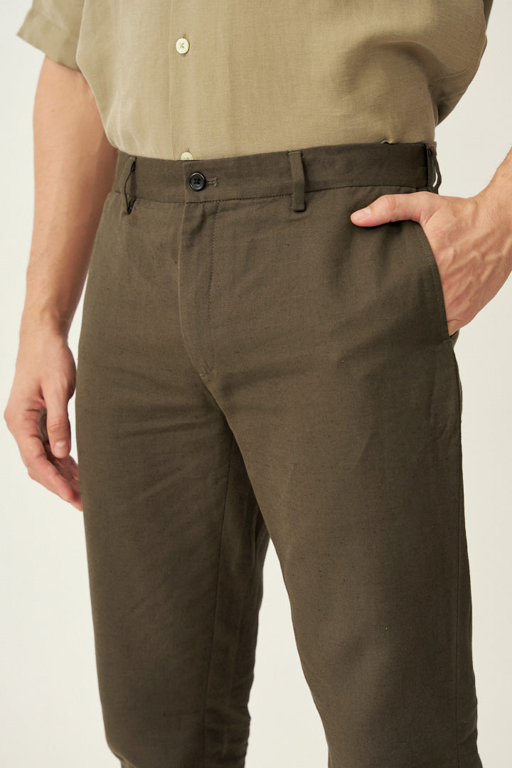 Porto Brown Linen Pants