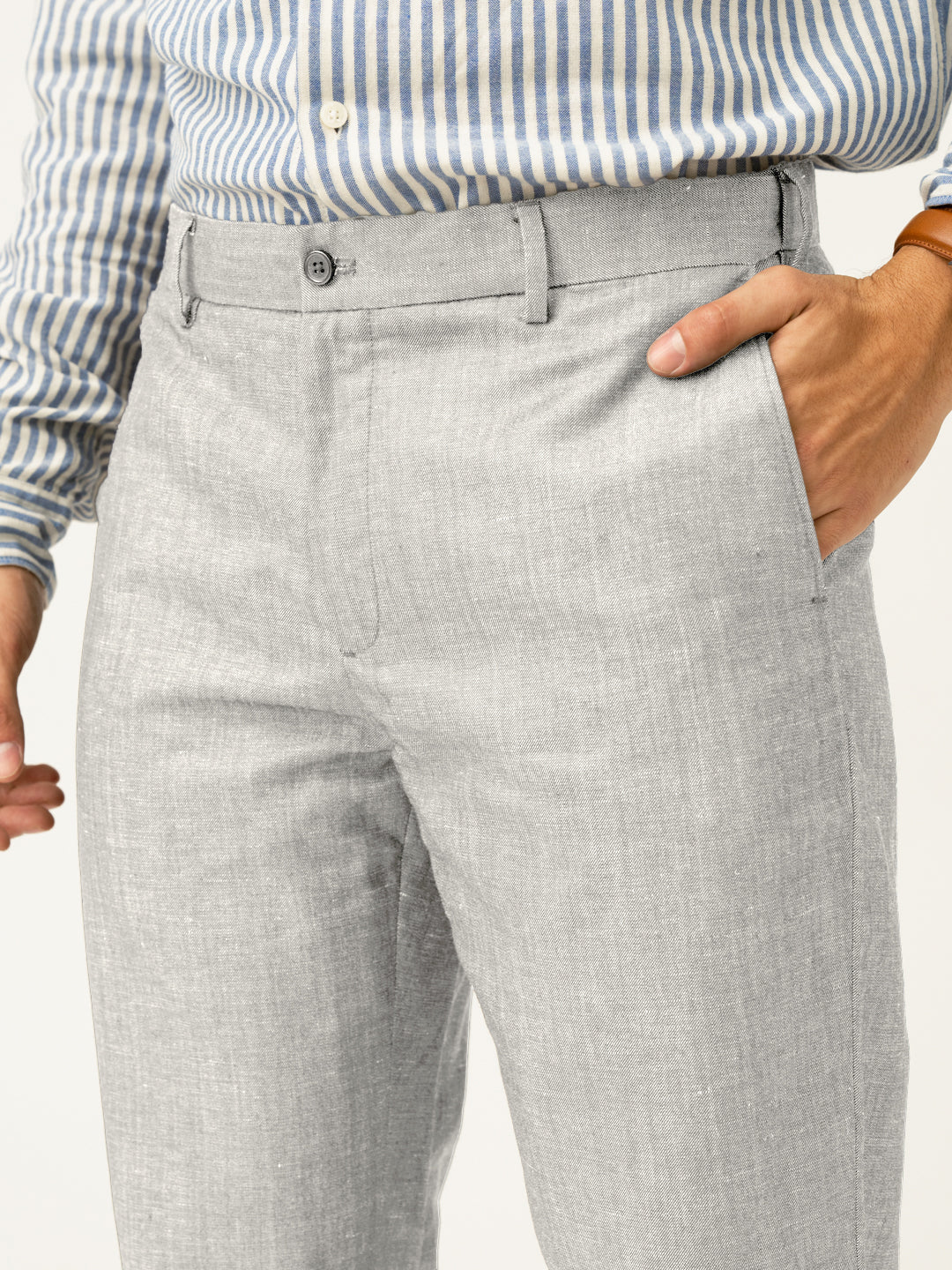 Caligo Grey Melange Stretch Formal Pants