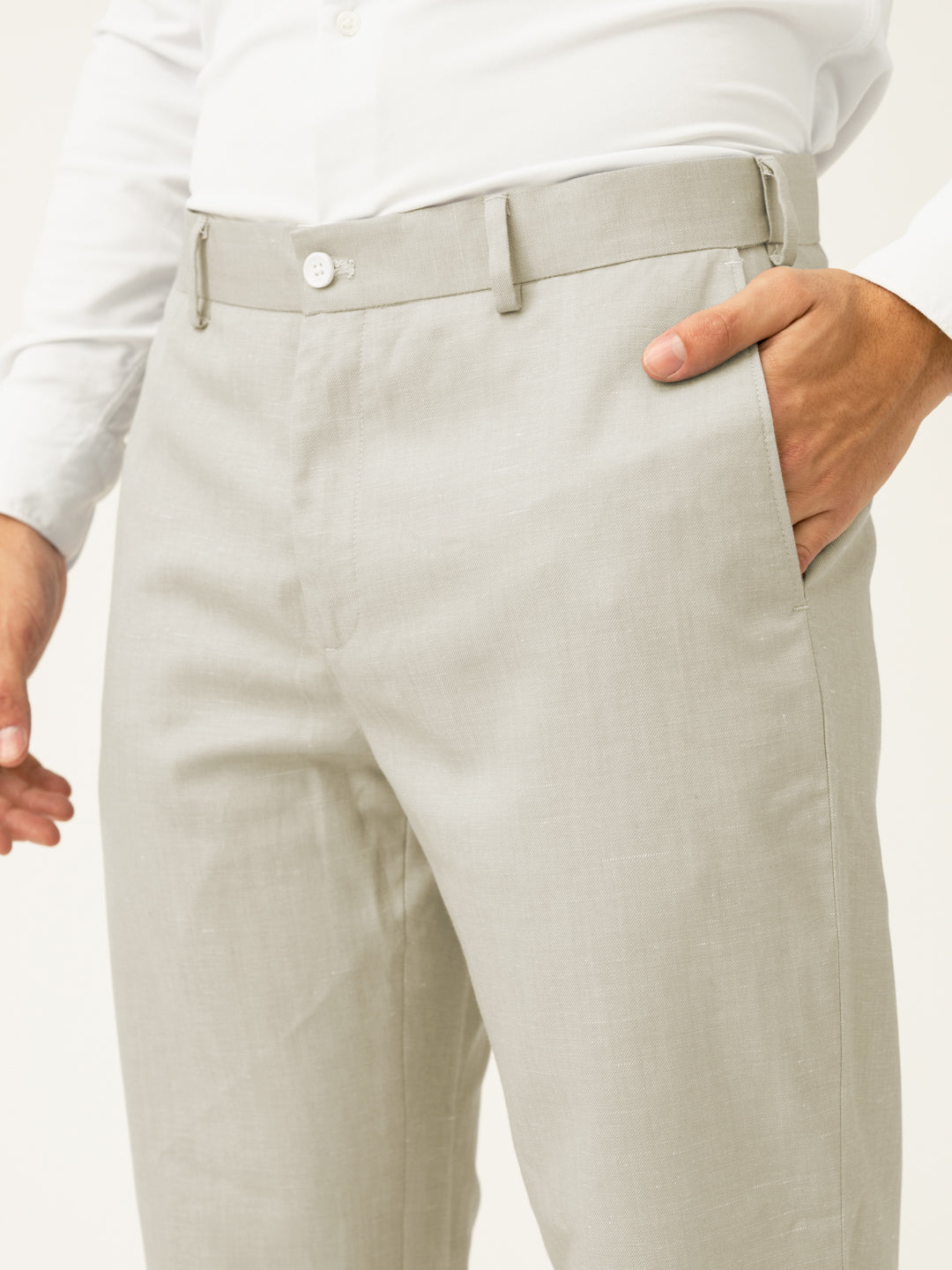 Elara Cream Melange Stretch Formal Pants