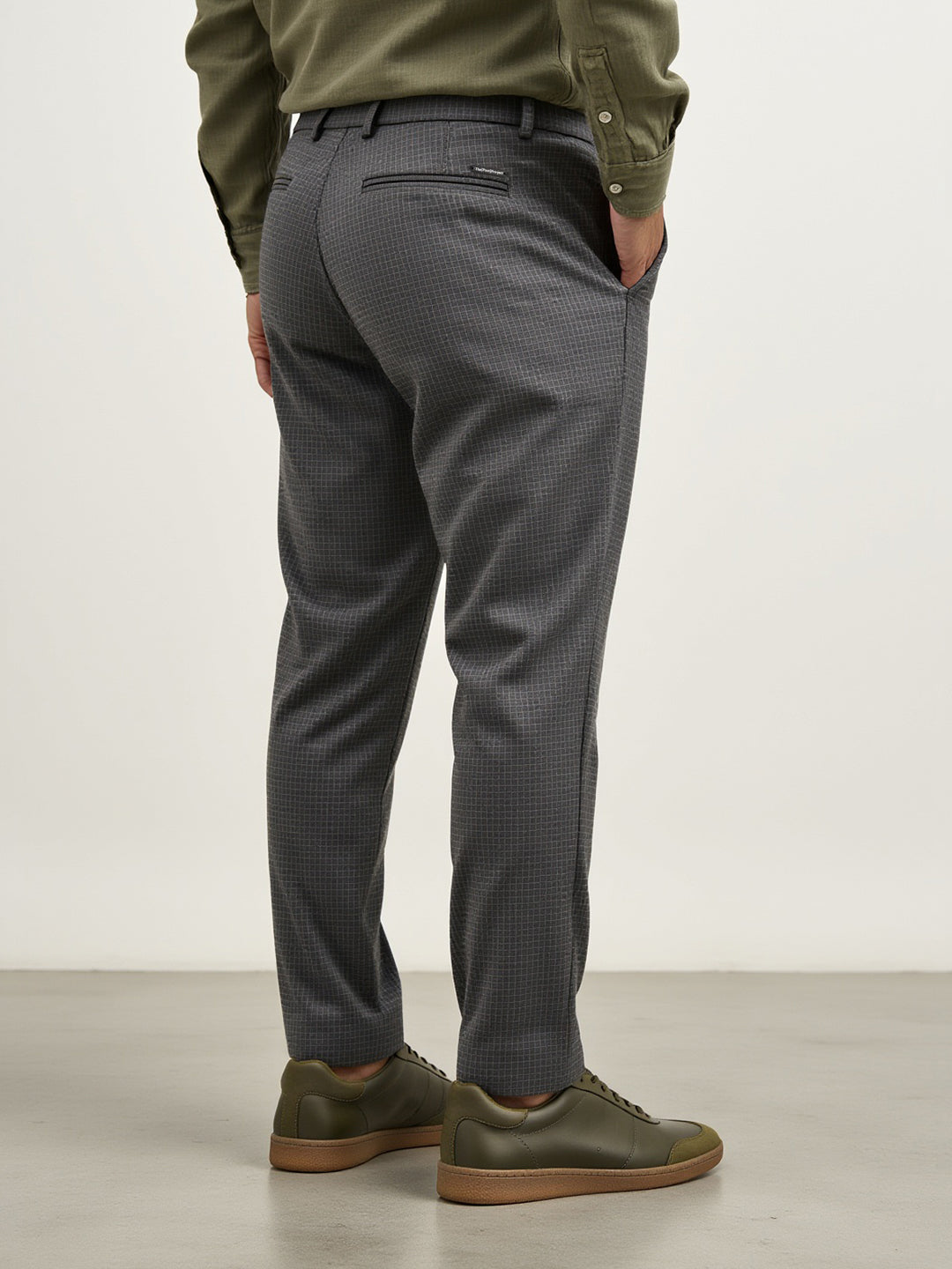 Grey Checks Plus Size Power-Stretch Pants