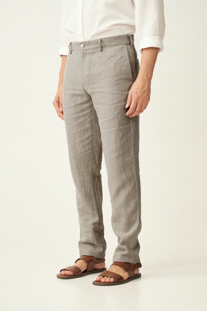 Oatmeal 100% Linen Pants