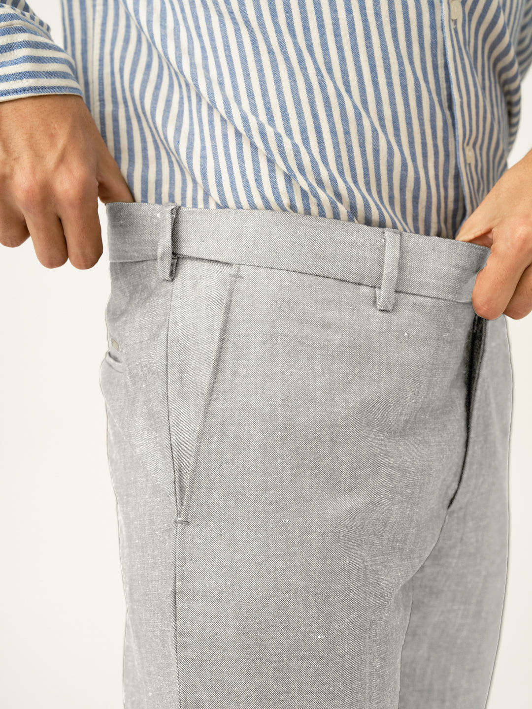 Caligo Grey Melange Stretch Formal Pants