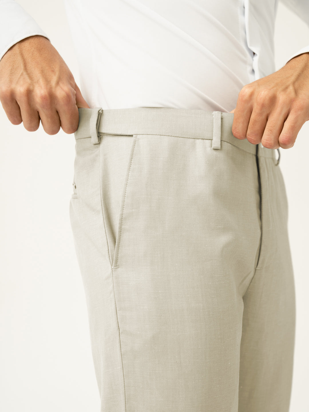 Elara Cream Melange Stretch Formal Pants
