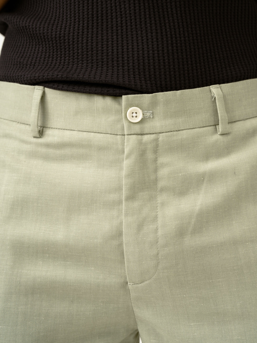 Sorrel Green Melange Stretch Formal Pants