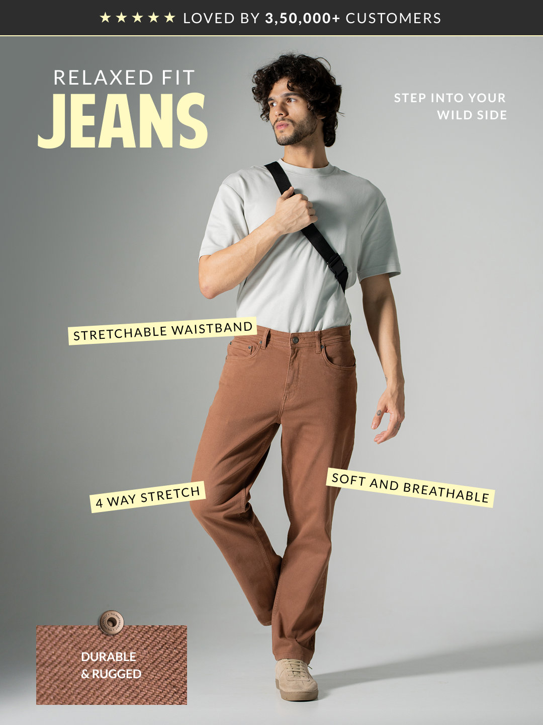 Bark Brown Relaxed Fit Jeans