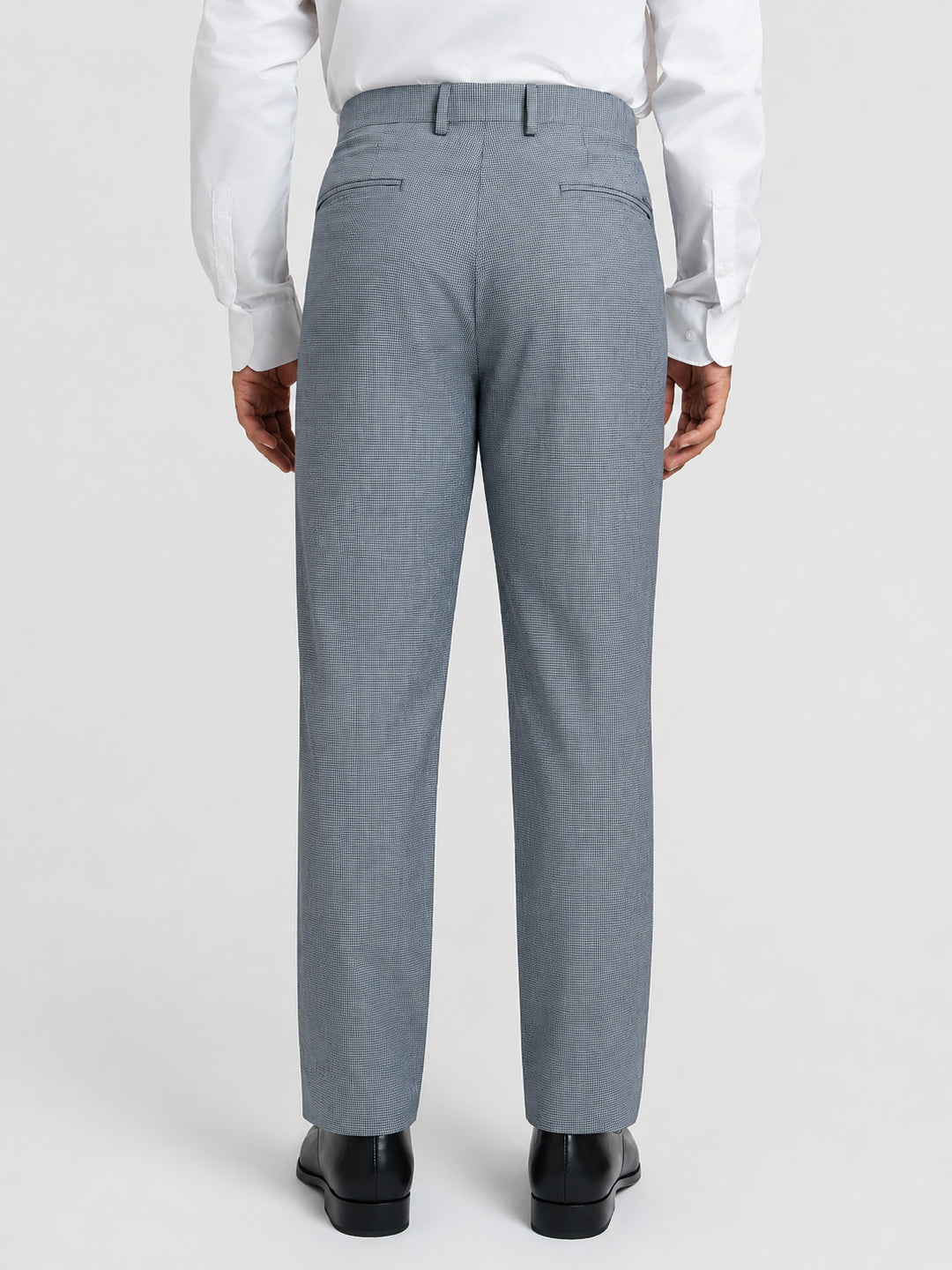 Zenthra Grey Mini Checks Relaxed Fit Formal Trousers