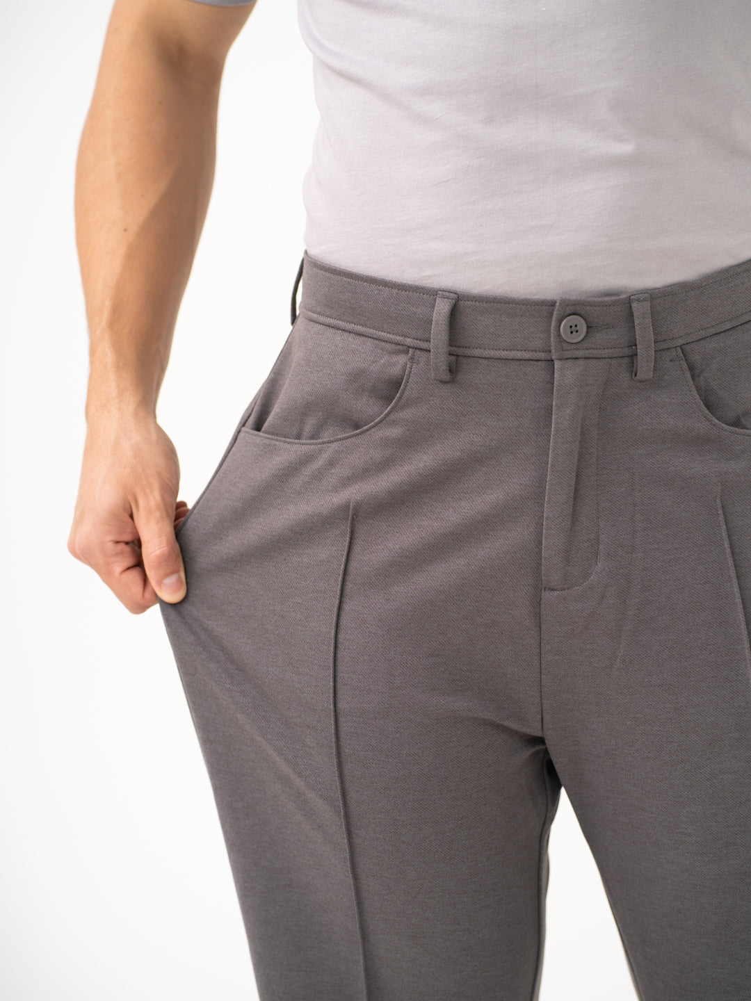 Pablo Grey Relaxed Fit Korean Pintuck Pants