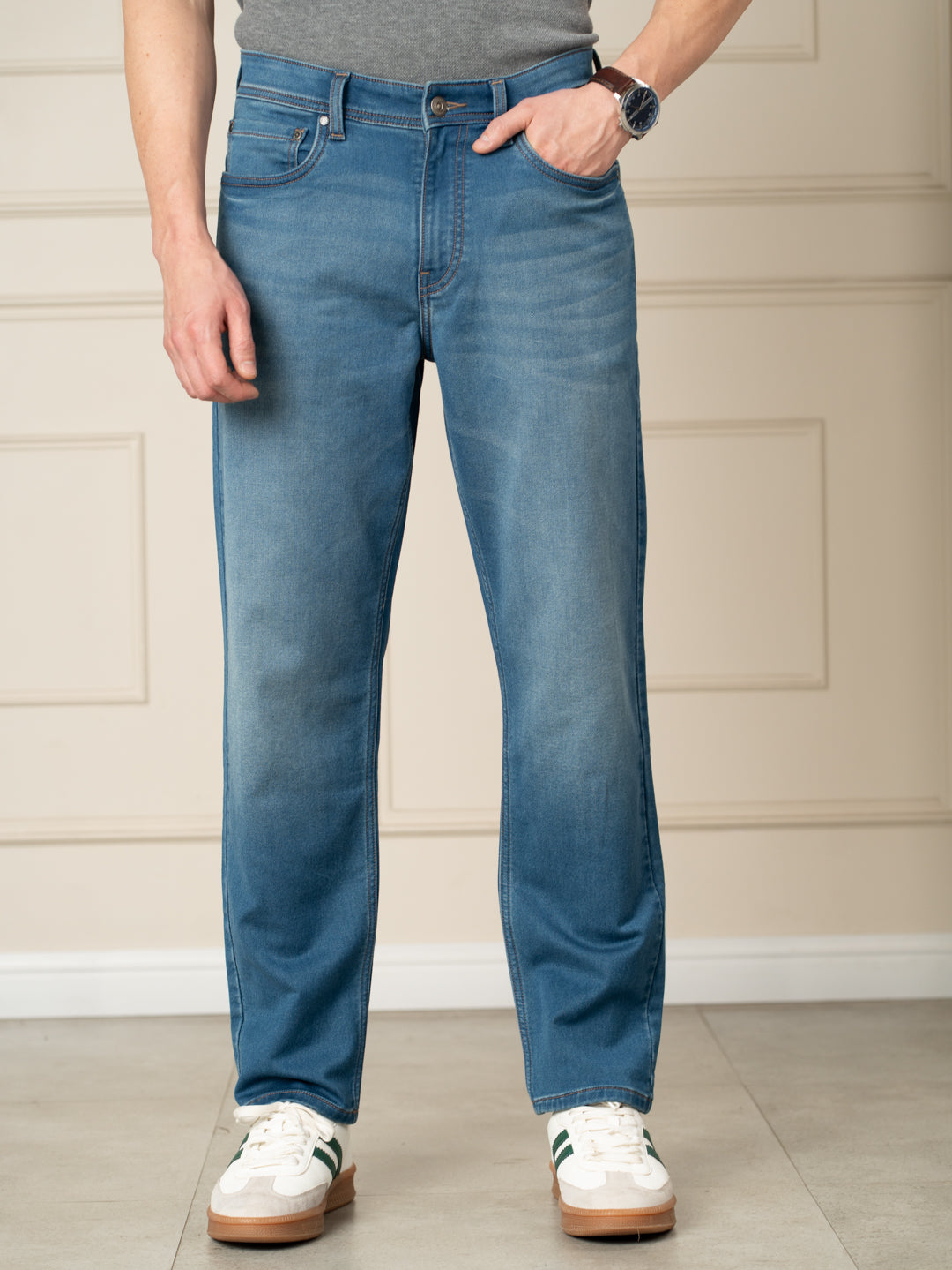 Walking Blue Tinted Relaxed Fit Jeans