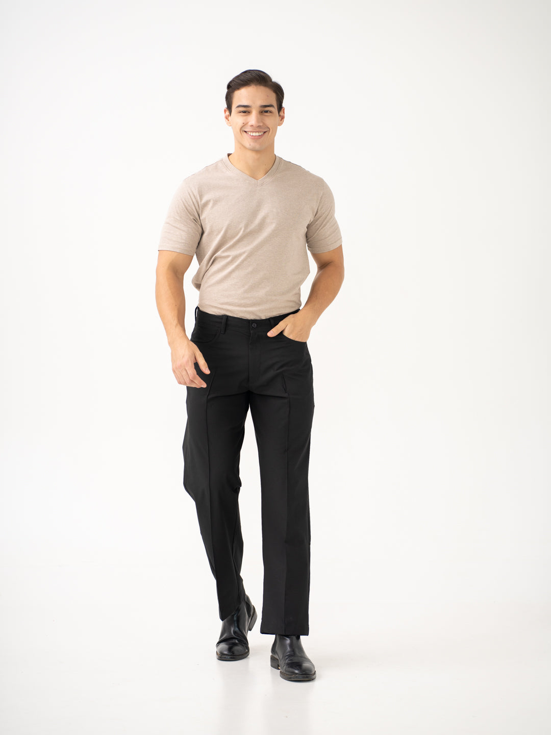 Lunar Black Relaxed Fit Korean Pintuck Pants