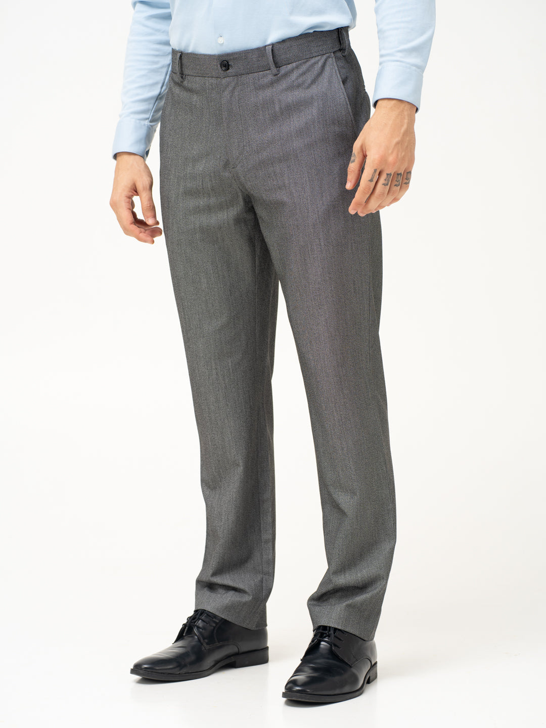 Tarmac Black & White Textured Water Repellent Relaxed Fit Stretch Formal Pants