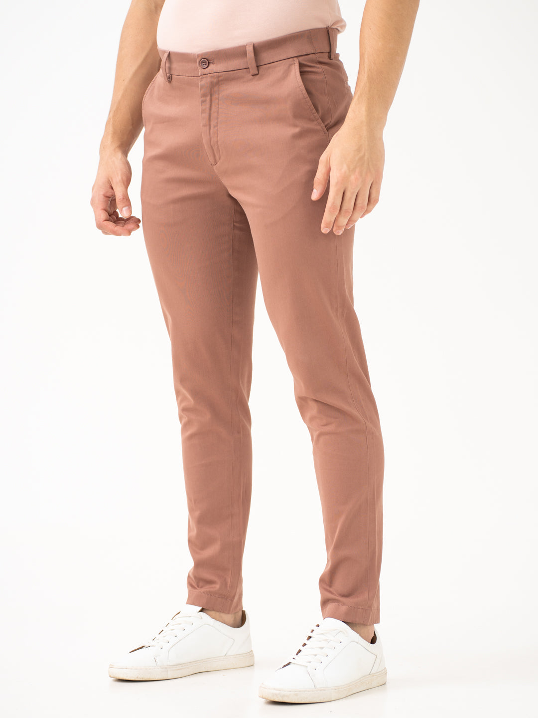 Terracotta Brown Slim Fit Stretch Chinos