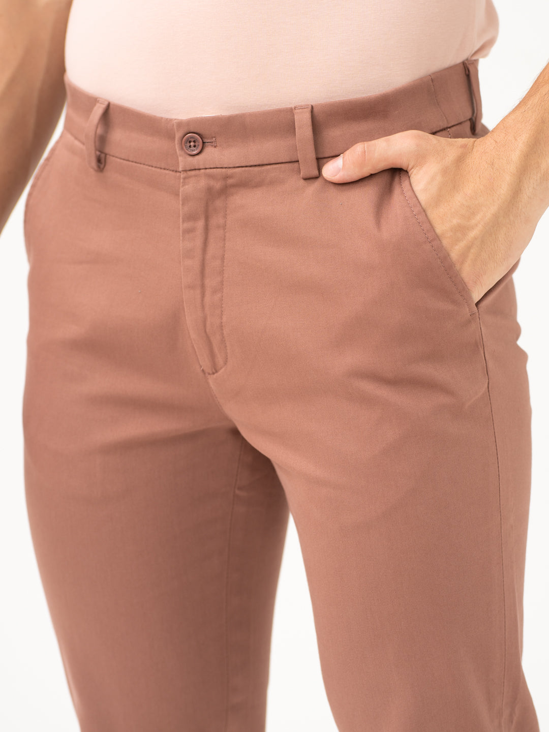 Terracotta Brown Slim Fit Stretch Chinos