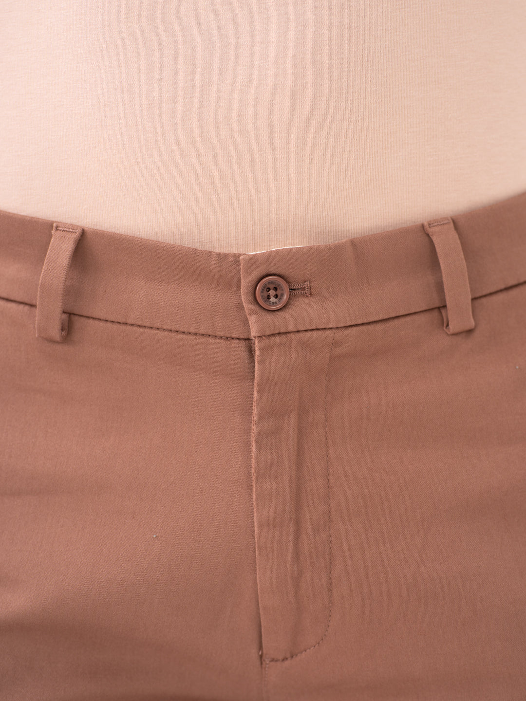 Terracotta Brown Slim Fit Stretch Chinos