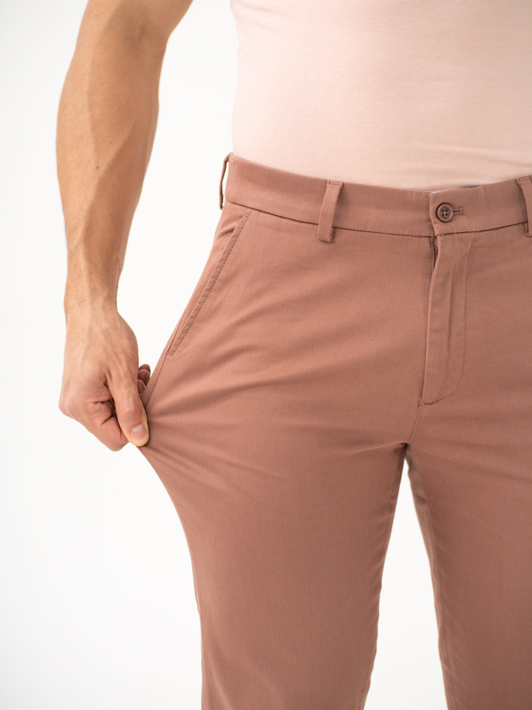 Terracotta Brown Slim Fit Stretch Chinos