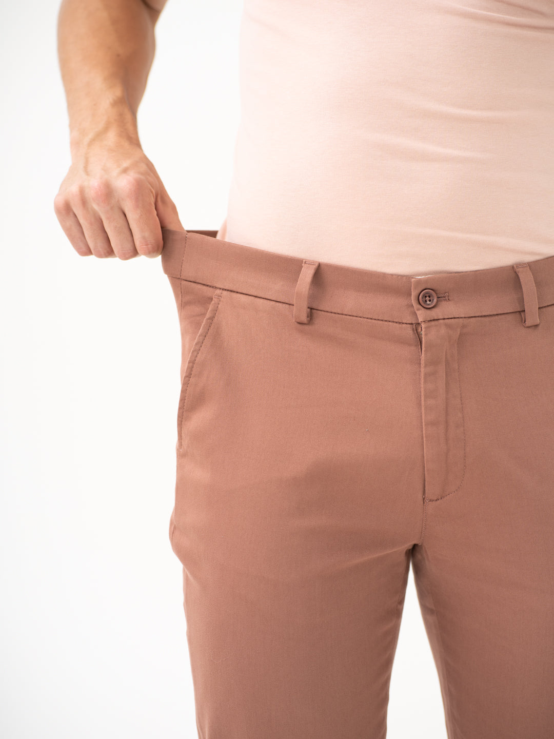 Terracotta Brown Slim Fit Stretch Chinos
