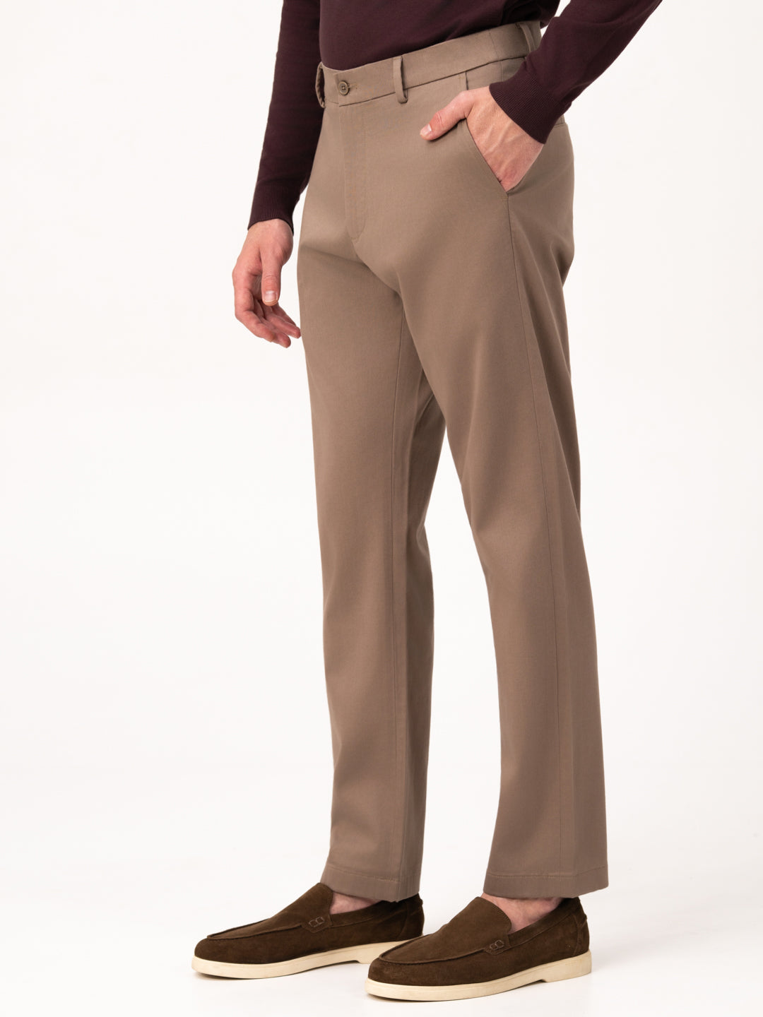 Terranova Khaki Relaxed Fit Stretch Chinos for Men