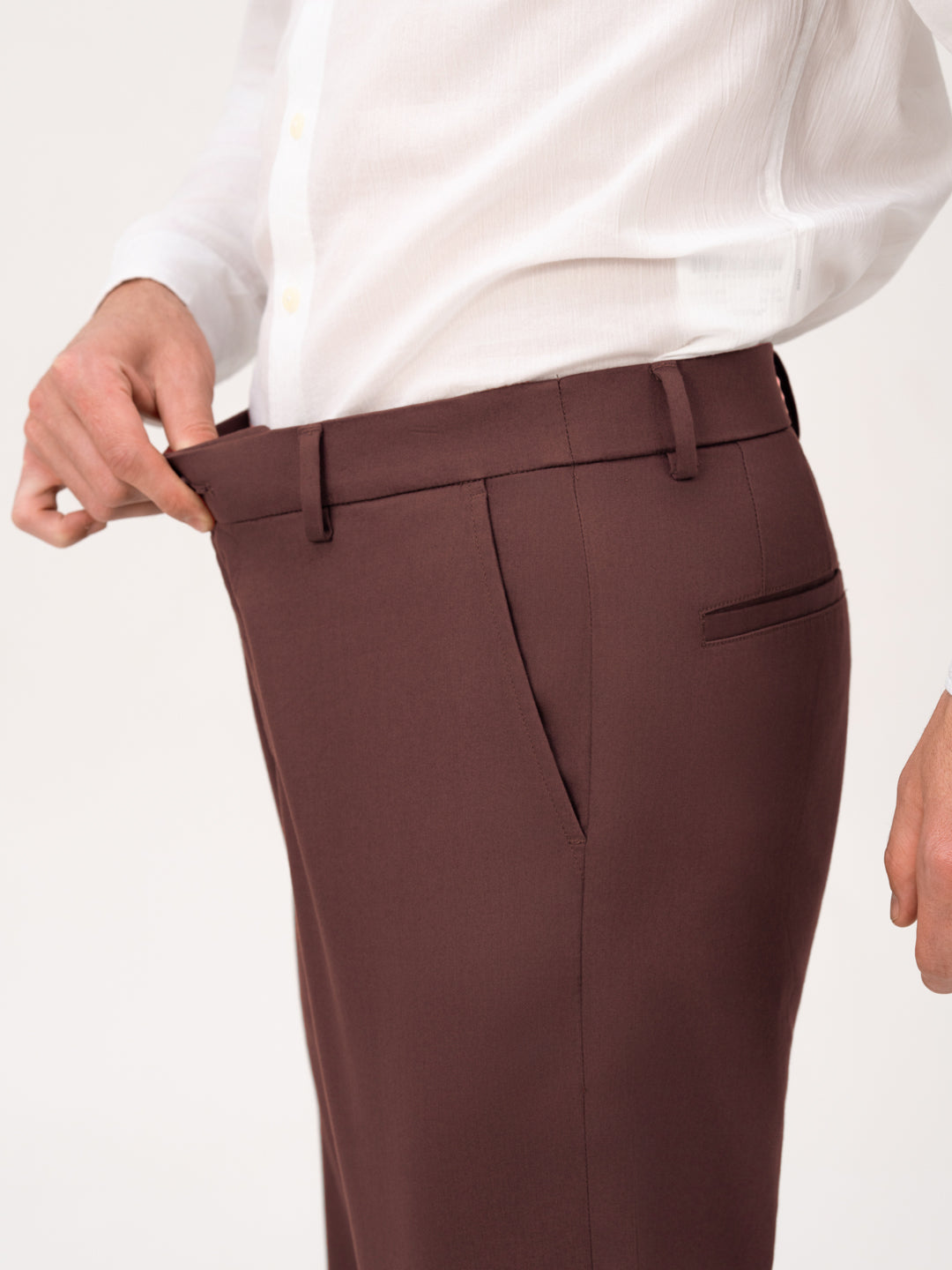 Cognora Brown Relaxed Fit Stretch Chinos for Men