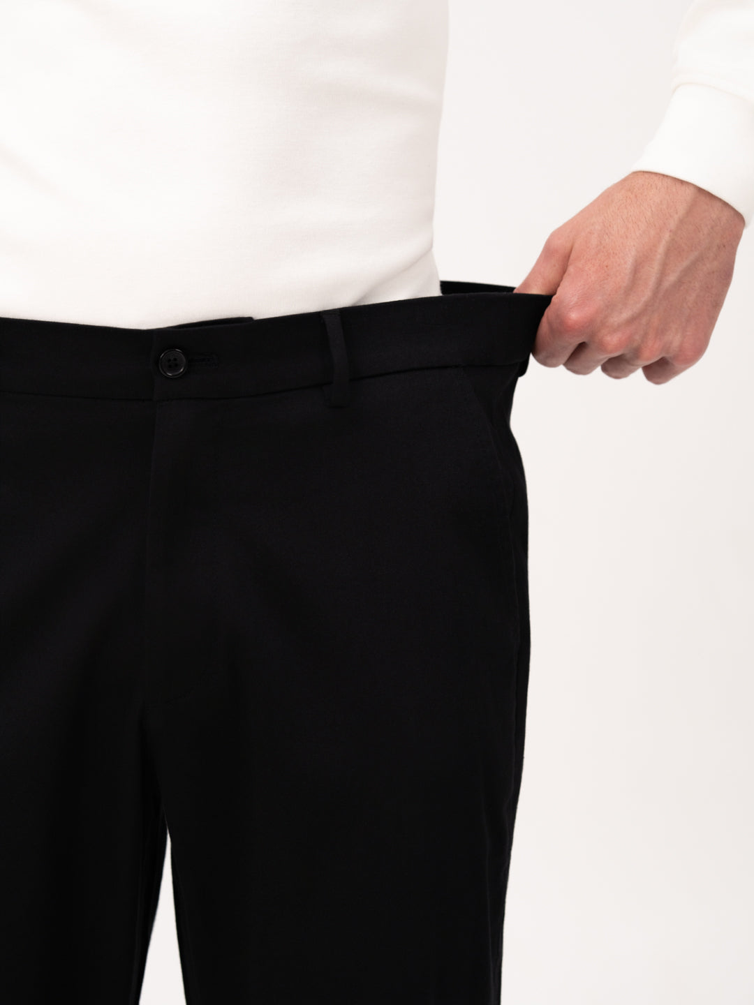 Noctara Black Relaxed Fit Stretch Chinos for Men