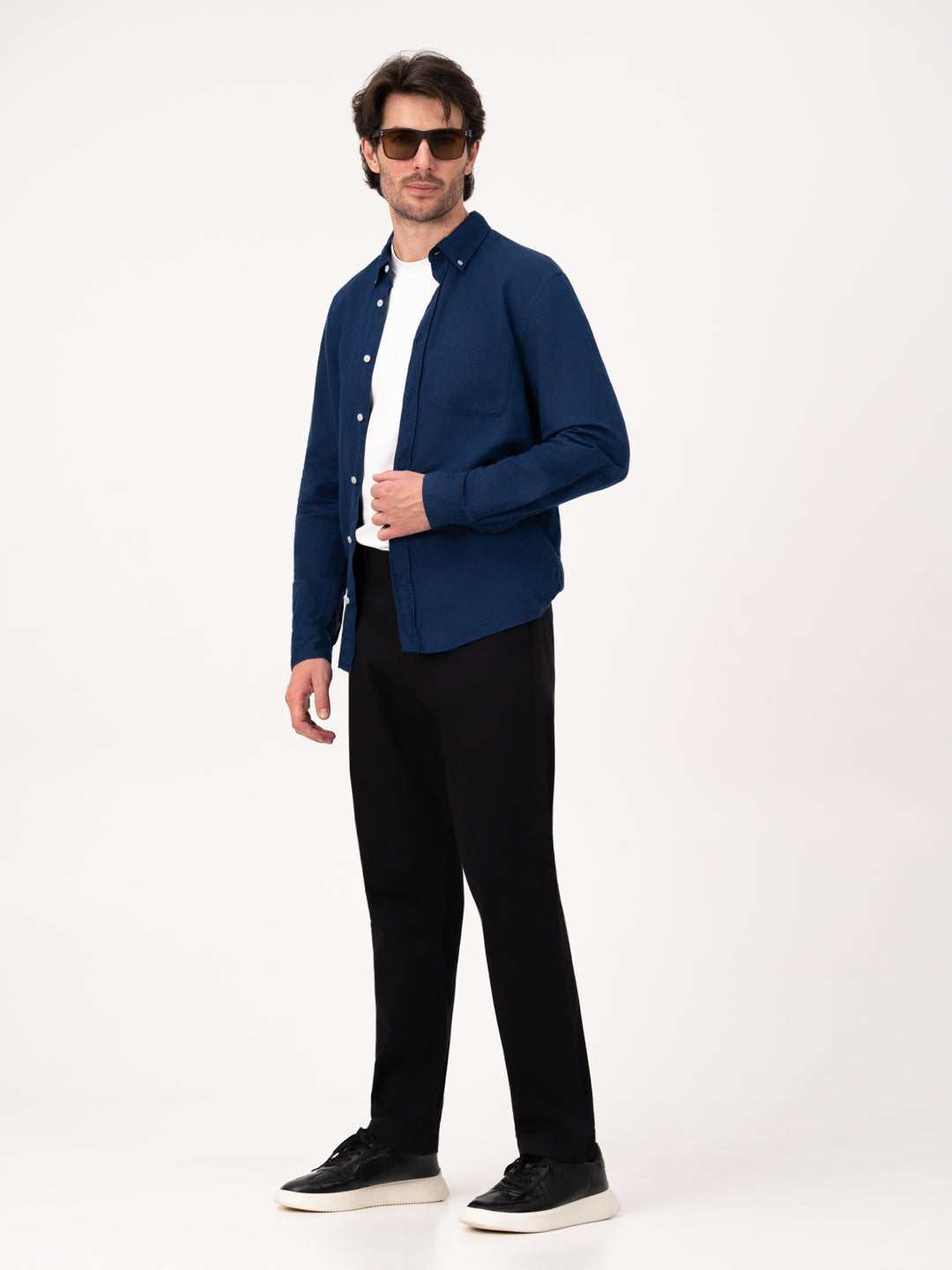 Noctara Black Relaxed Fit Stretch Chinos for Men