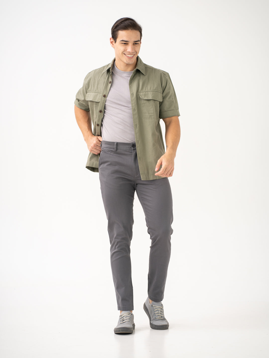 Goal Grey Slim Fit Stretch Chinos