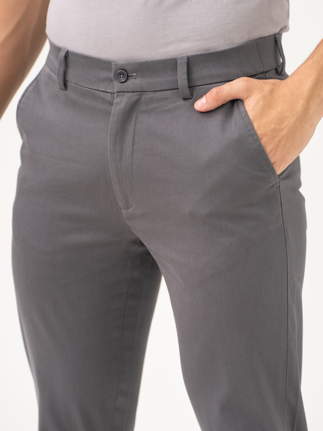 Goal Grey Slim Fit Stretch Chinos