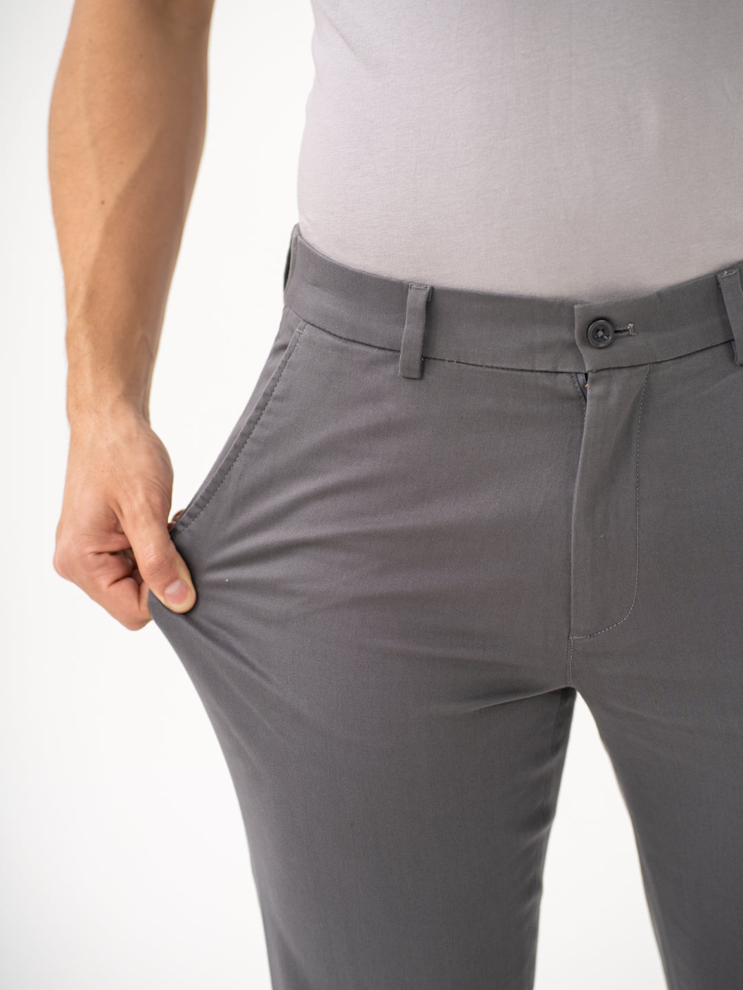 Goal Grey Slim Fit Stretch Chinos