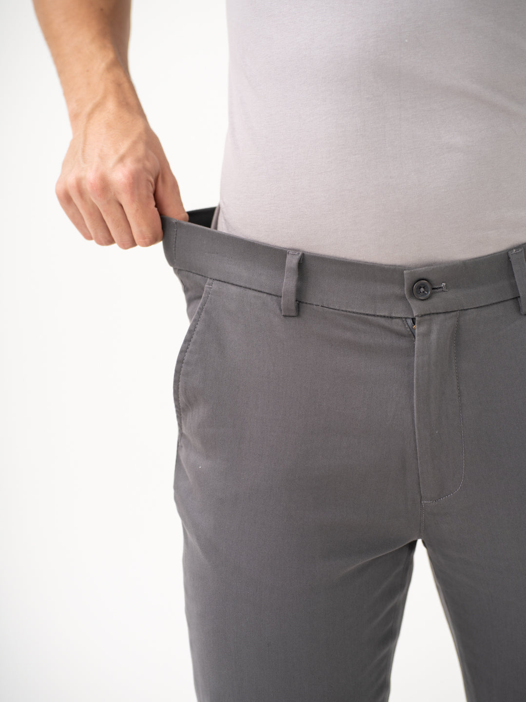 Goal Grey Slim Fit Stretch Chinos