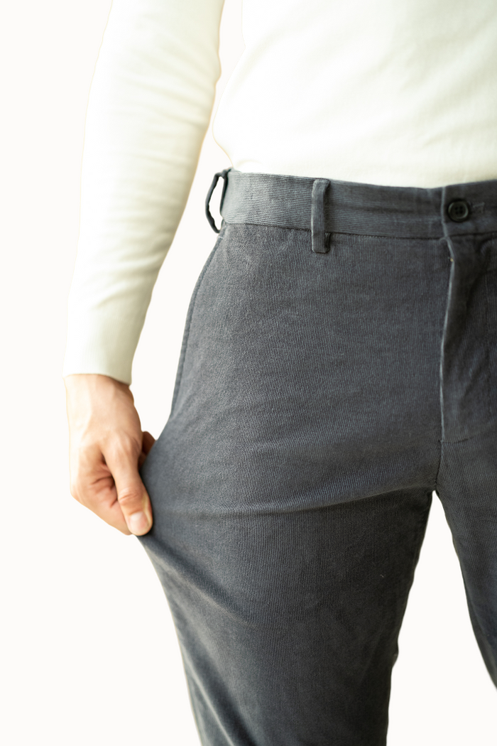 Grey Corduroy Stretch Pants