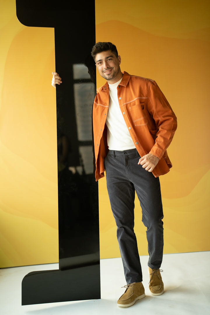 Grey Corduroy Stretch Pants