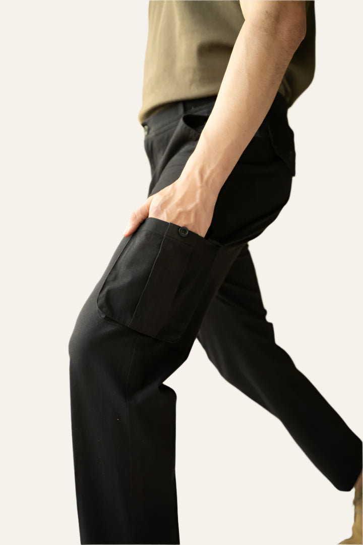 Black Shadow Stretch Cargo Pants