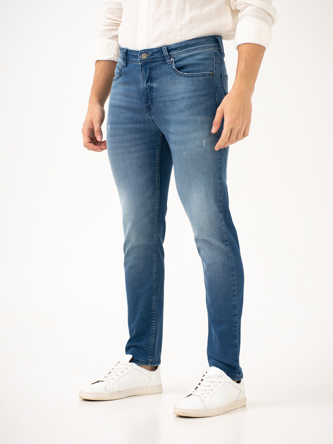 Glacier Blue Damaged Slim Fit Jeans
