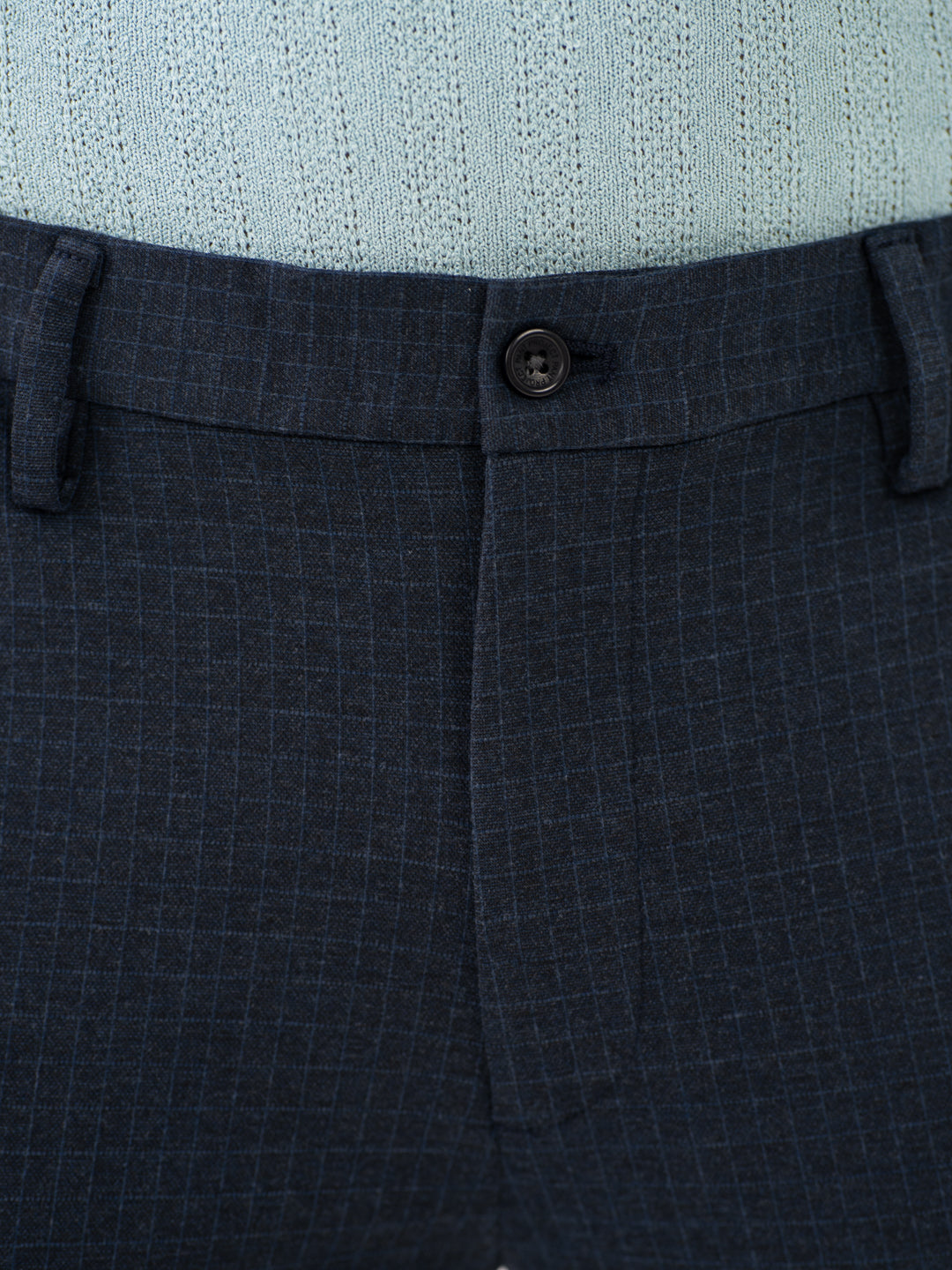 Navy Blue Checks Power-Stretch Pants