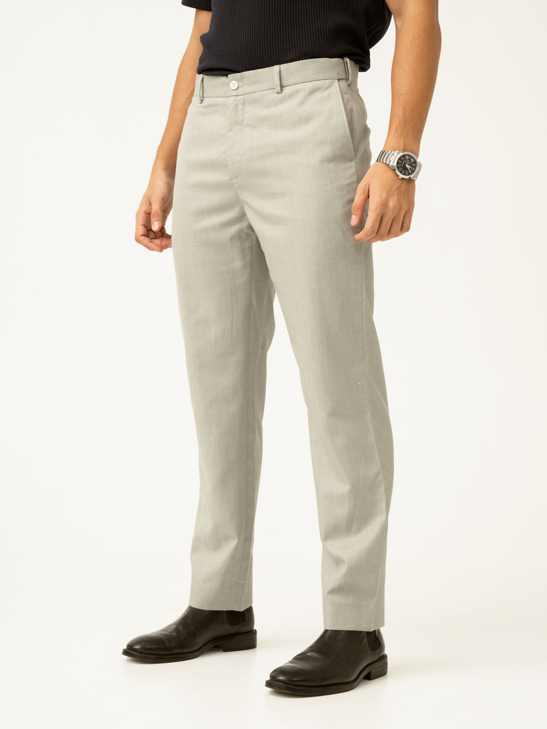 Galle Green Tropical Wool Linen Pants