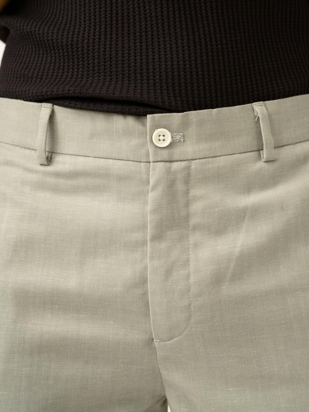 Galle Green Tropical Wool Linen Pants