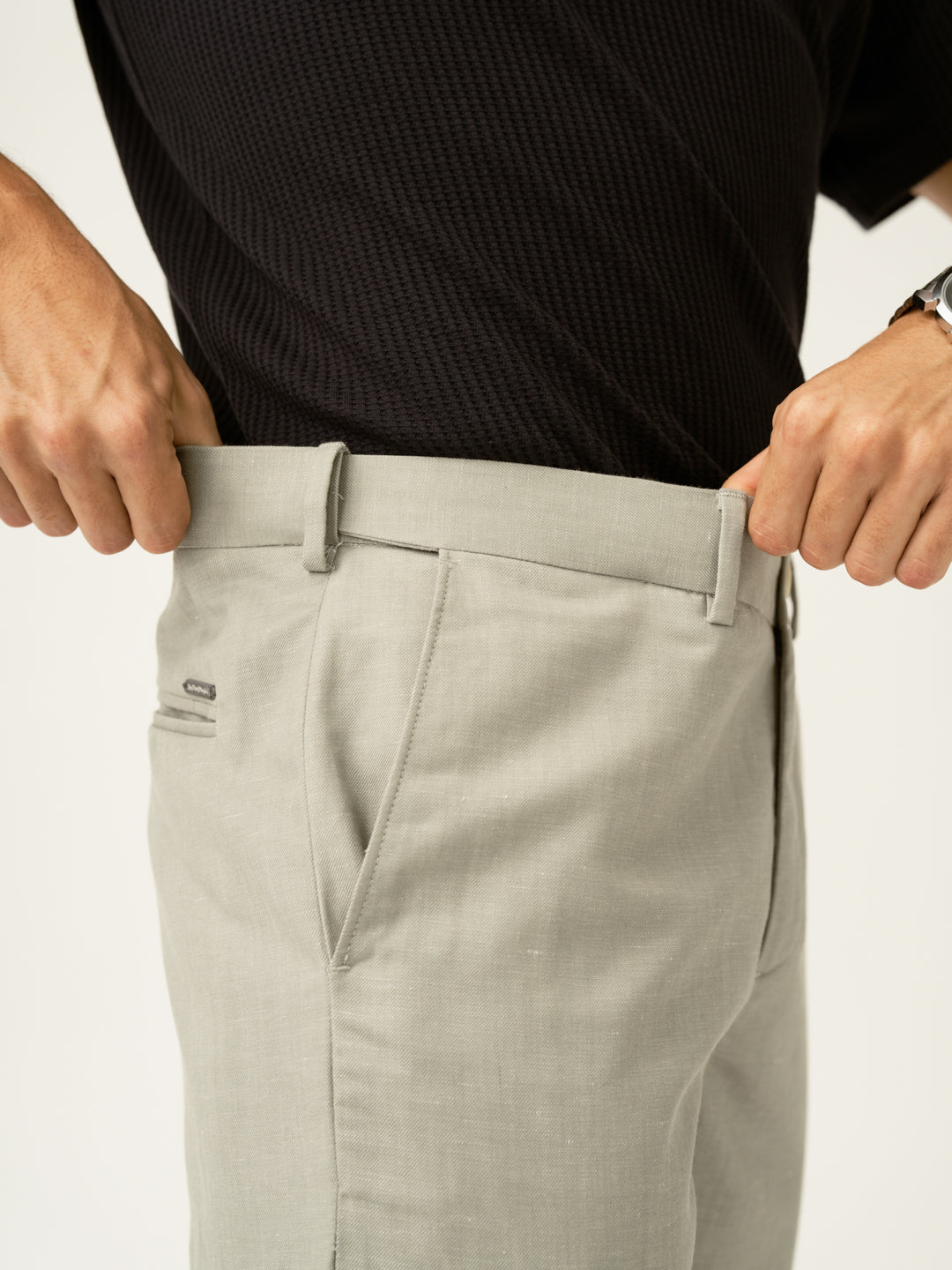 Galle Green Tropical Wool Linen Pants