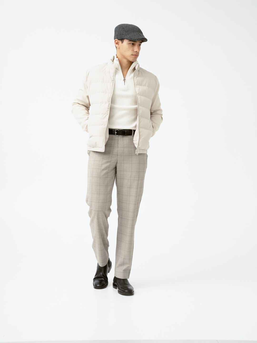 Squirrel Beige Checks Merino Wool Pants