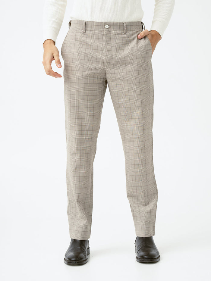 Squirrel Beige Checks Merino Wool Pants