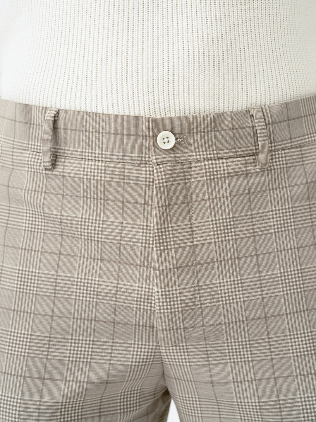 Squirrel Beige Checks Merino Wool Pants