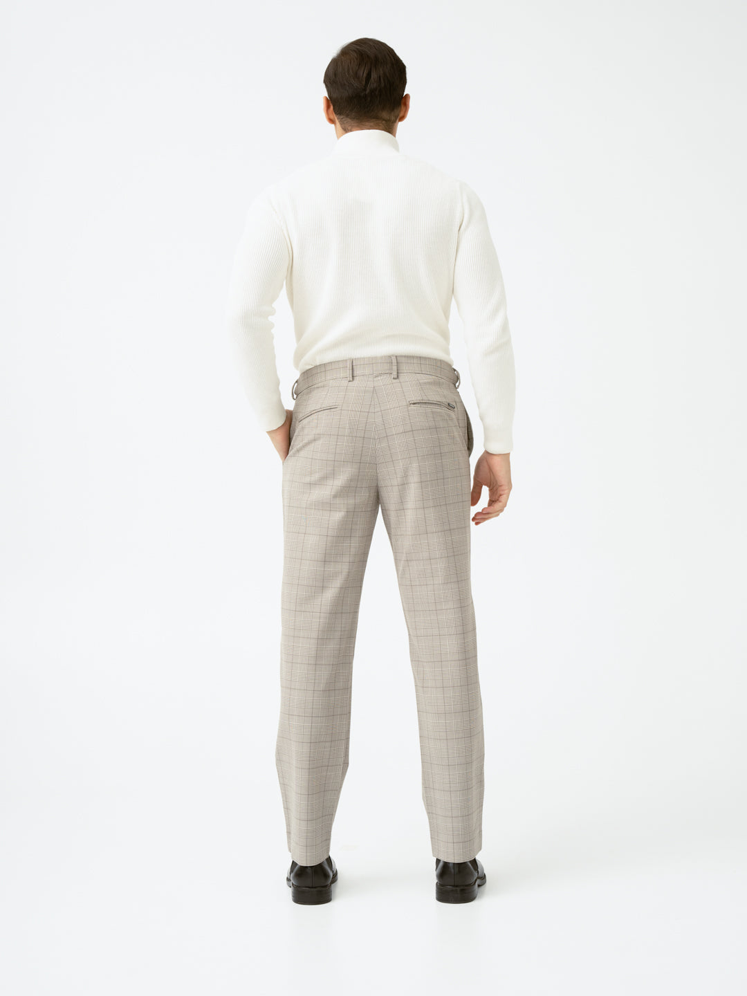Squirrel Beige Checks Merino Wool Pants