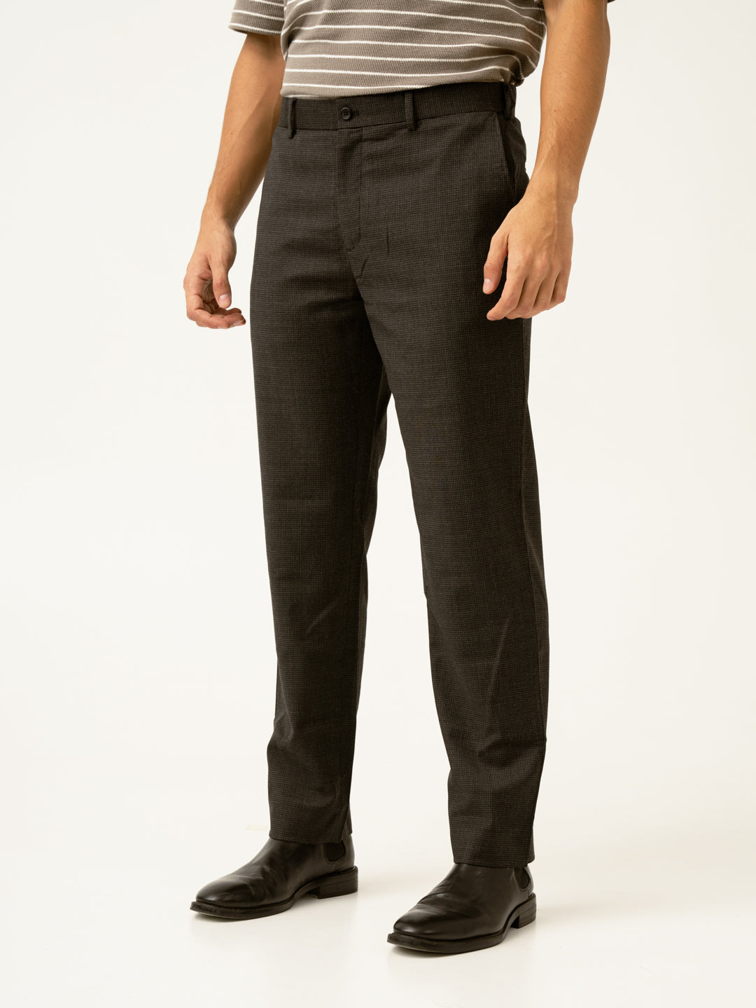 Lamp Black Houndstooth Merino Wool Pants