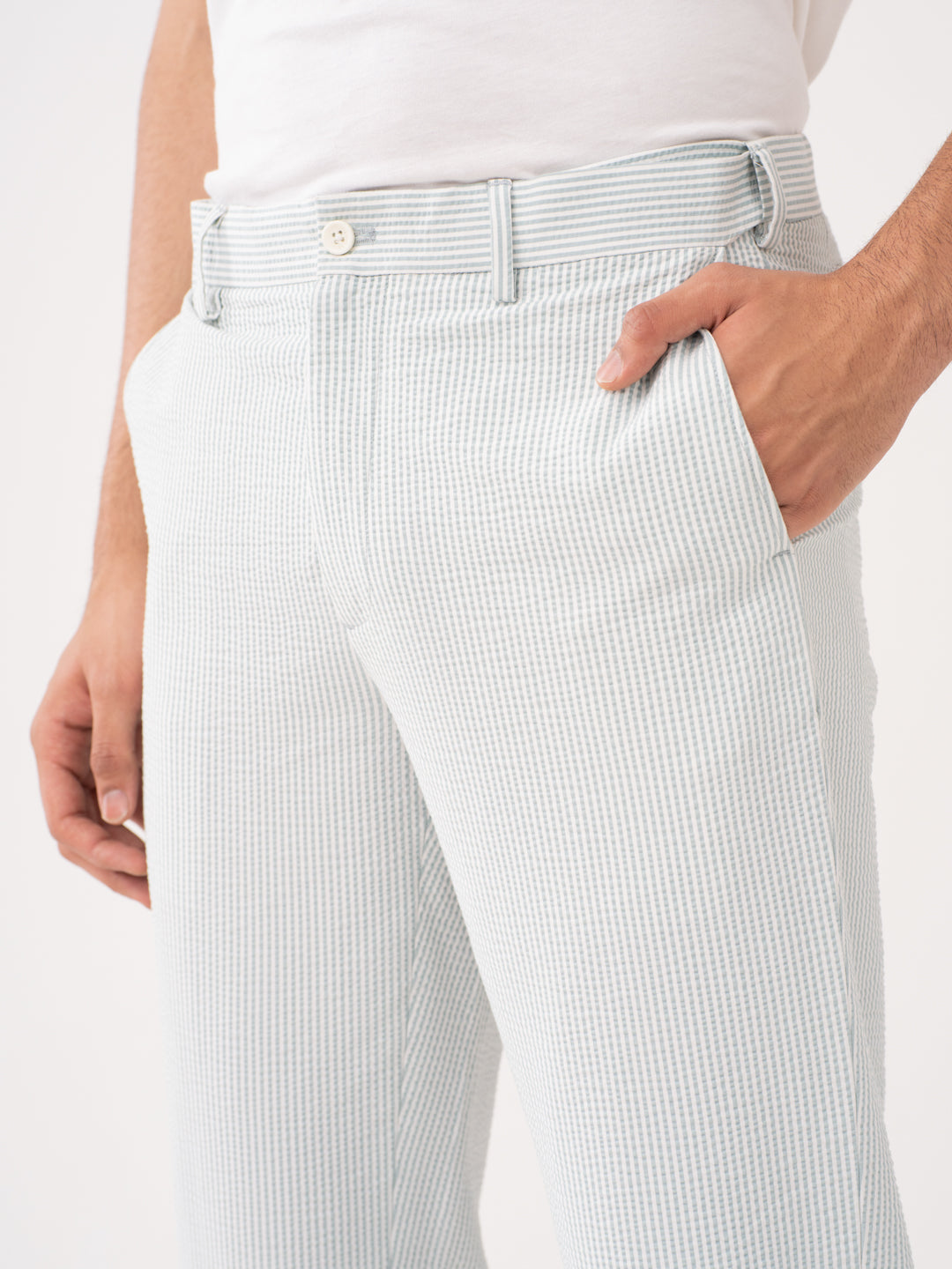 Meadow Green Stripes Seersucker Pants