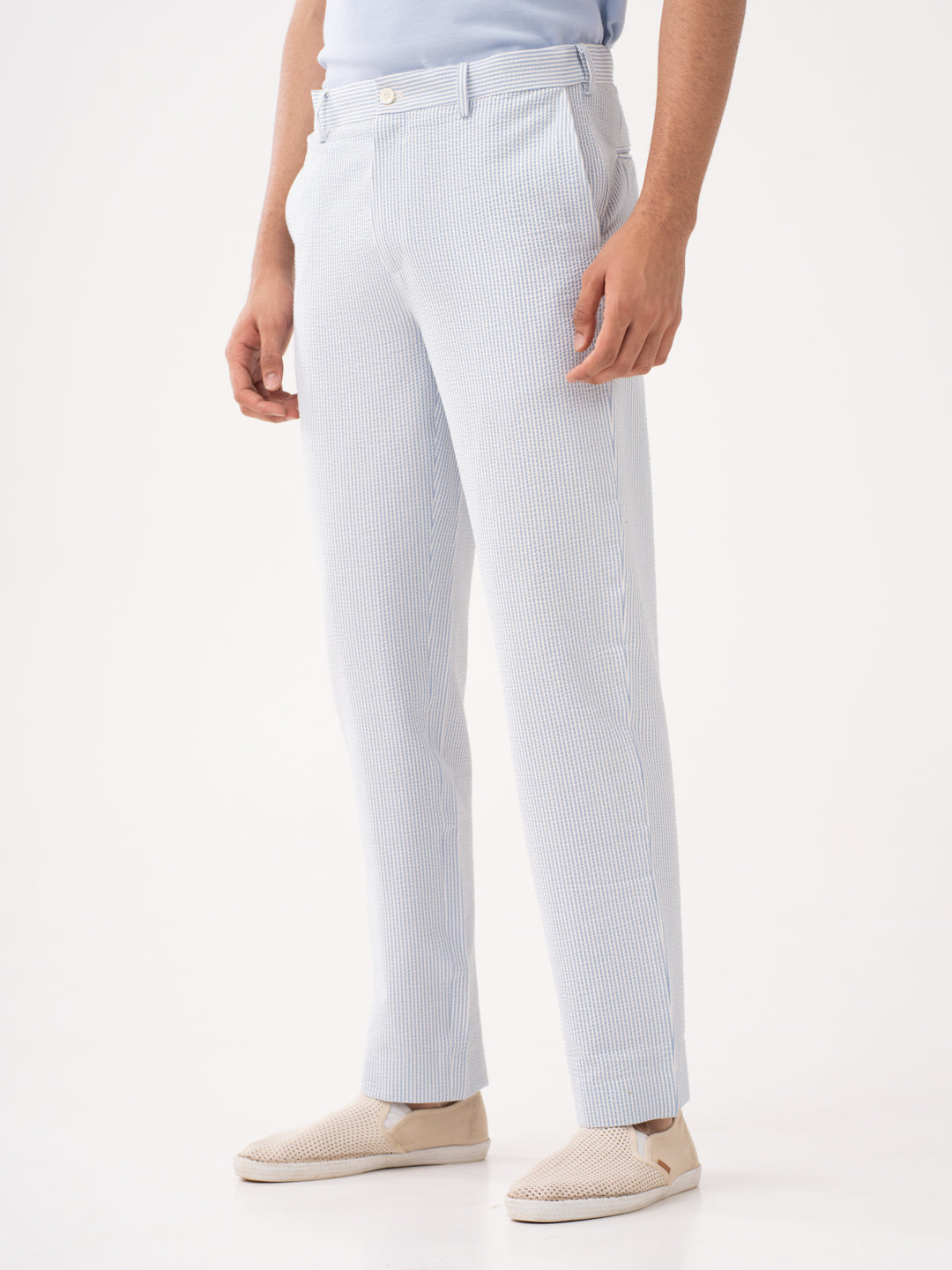 Breeze Blue Stripes Seersucker Pants