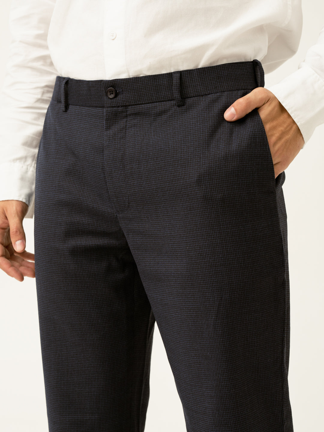 Castle Navy Houndstooth Merino Wool Pants